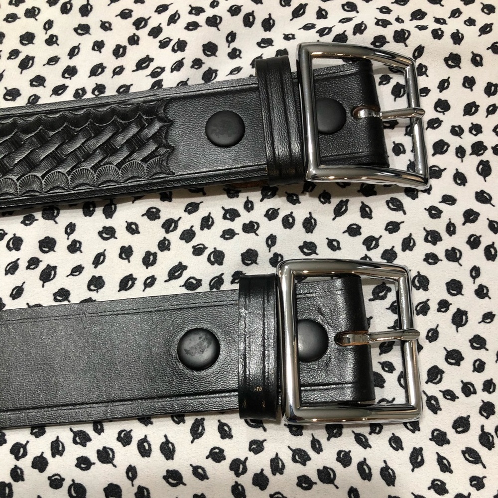 NWOTSet Dutyman Leather Solid/Basket Black Belt 32